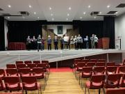 Pre-Flash Mob Practice on stage at Joyes Hall, CSU